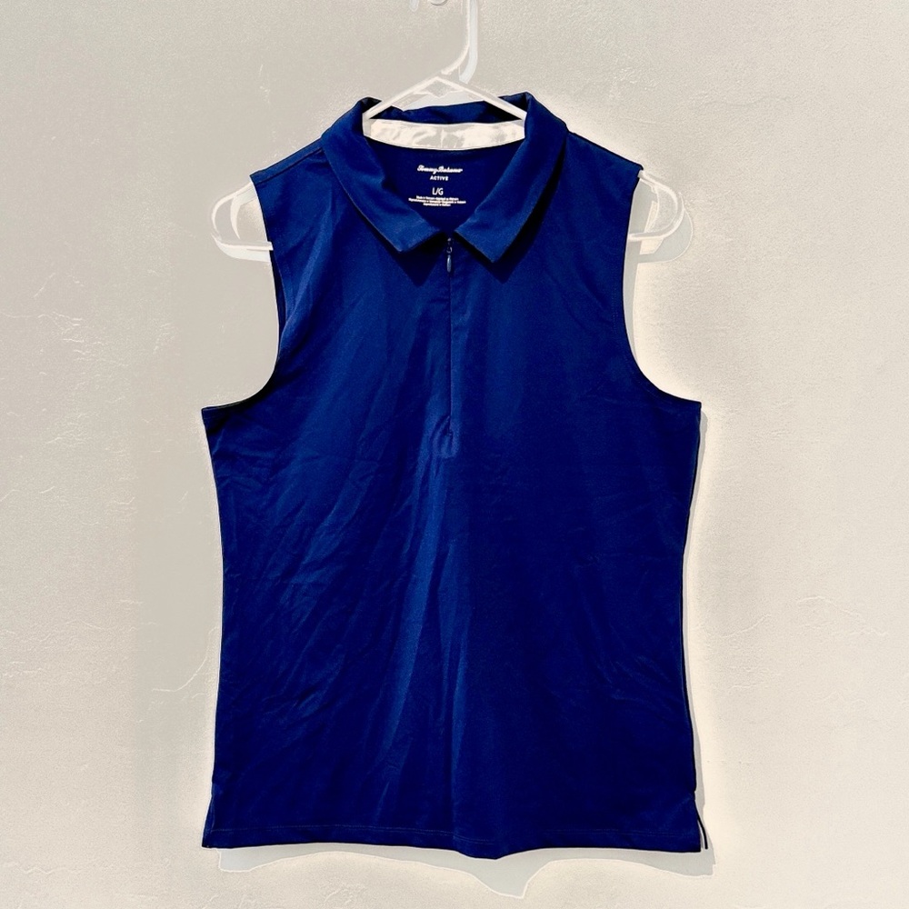 Tommy Bahama Active polo sleevess shirt navy blue woman golf style size L
